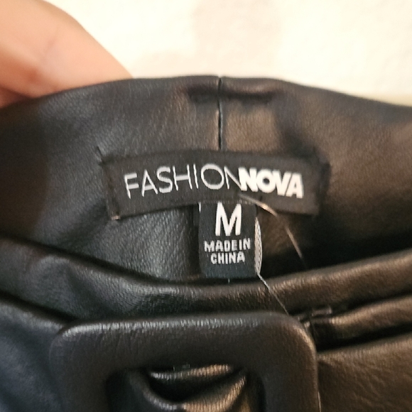 Fashion Nova Black Belted Faux Leather Pants - Picture 5 of 6